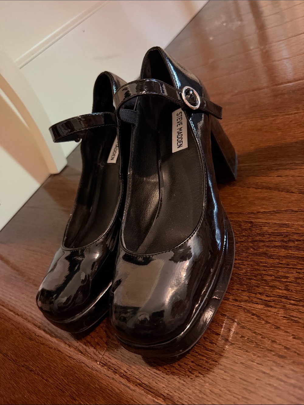 Steve Madden Black Patent Mary Jane Platform Heels